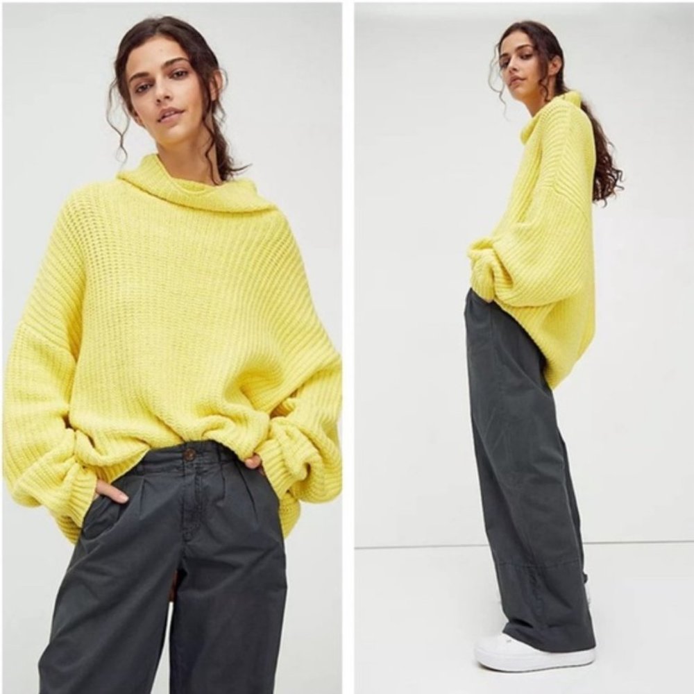 FREE PEOPLE yellow swim too deep sweater